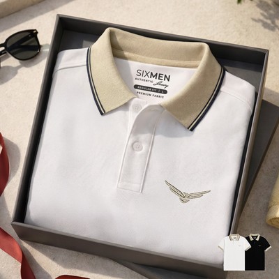Áo polo nam cao cấp TRẮNG DAVIN EAGLE [Tặng Kèm Hộp Quà Xịn] Vải FeelMax thoáng mát, thanh lịch - SIXMEN