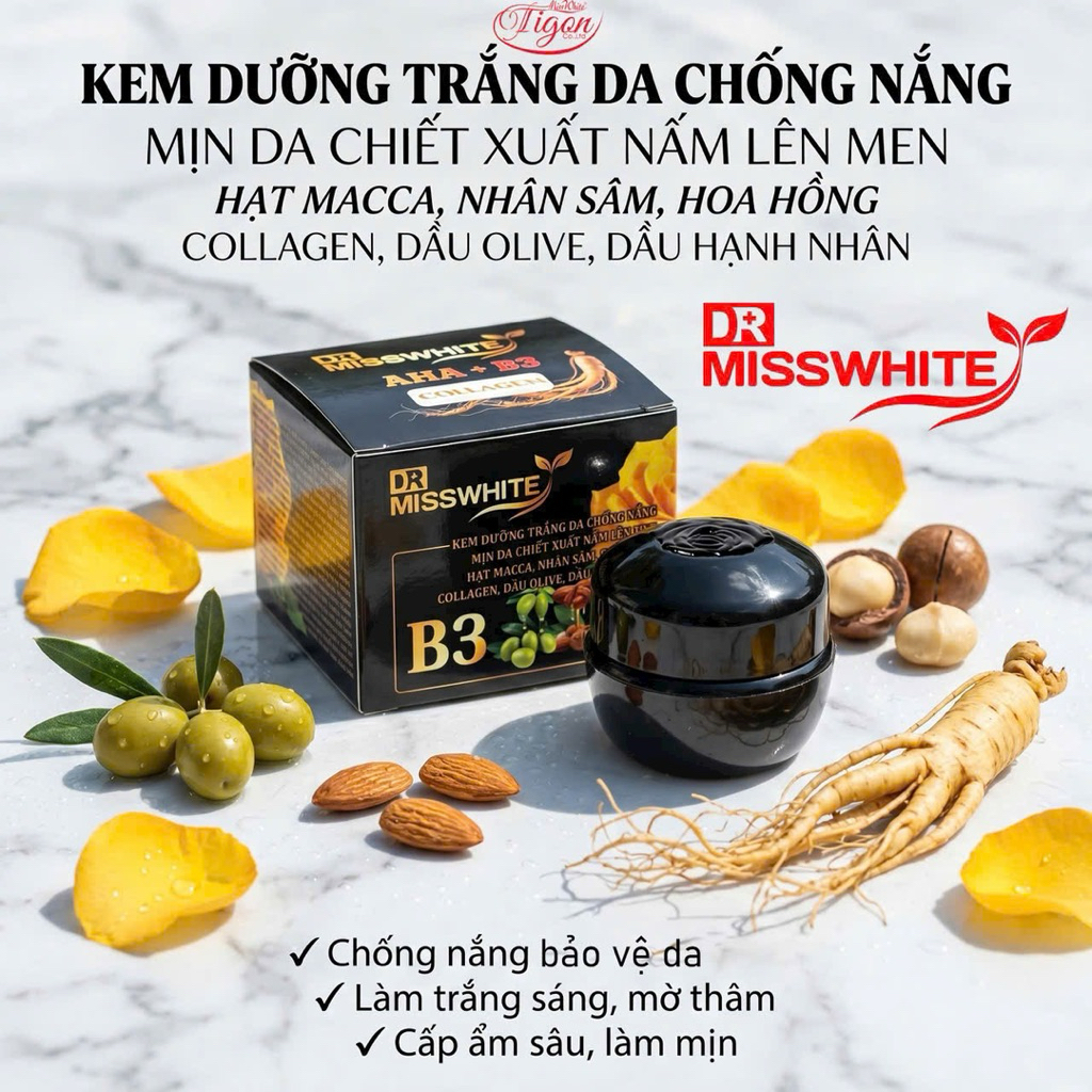 Kem trắng da mờ thâm nám tàn nhang Bông Hồng Đen, collagen