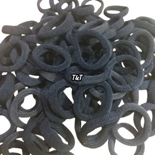 Túi 100 dây cột tóc trơn màu đen (cở nhỏ, đường kính 3-4cm)