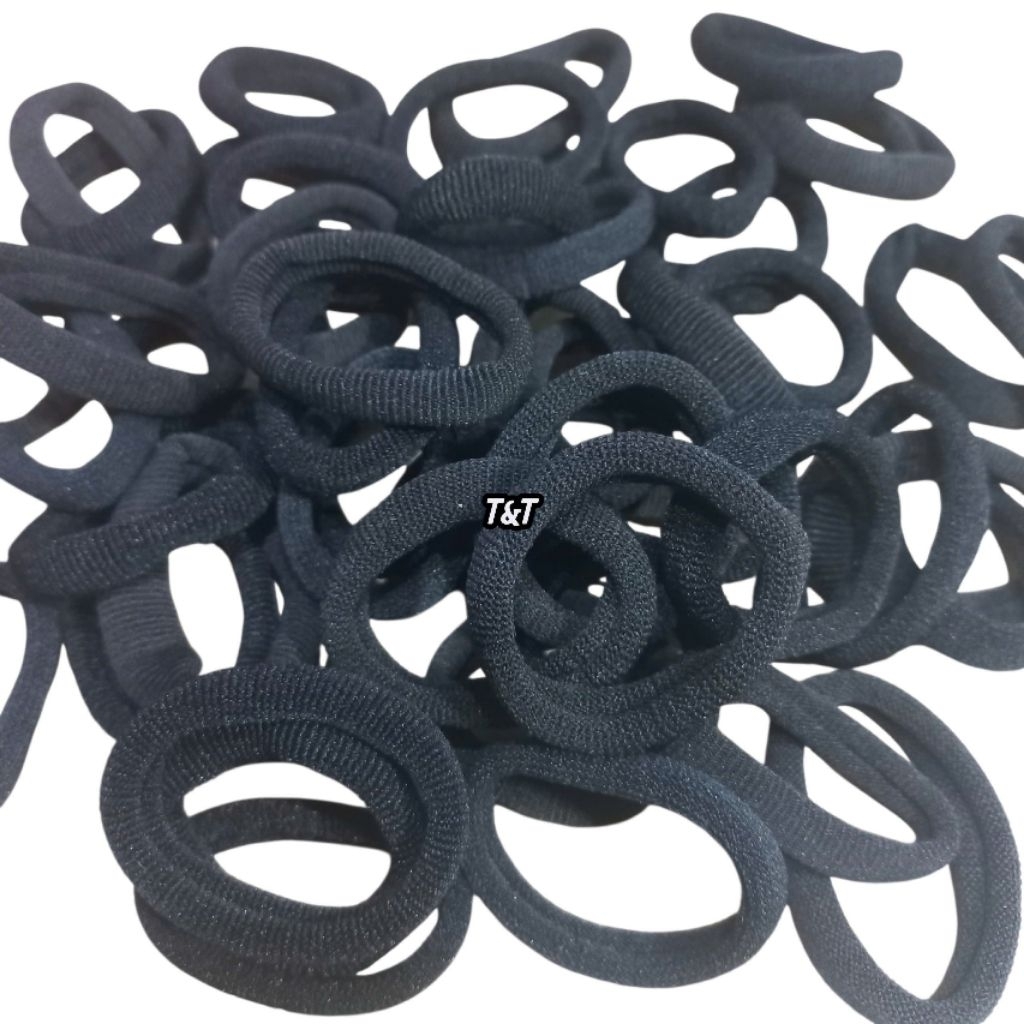 Túi 100 dây cột tóc trơn màu đen (cở nhỏ, đường kính 3-4cm)