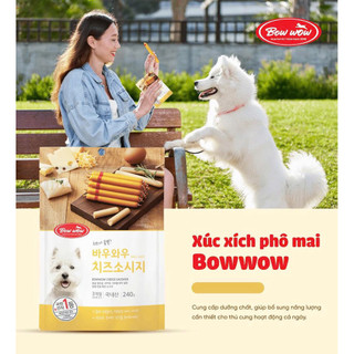 [240g] Xúc Xích Phô Mai Bowwow Cho Chó Mèo - Snack Thưởng Mềm Dễ Ăn, Vị Cheese Thơm Ngon