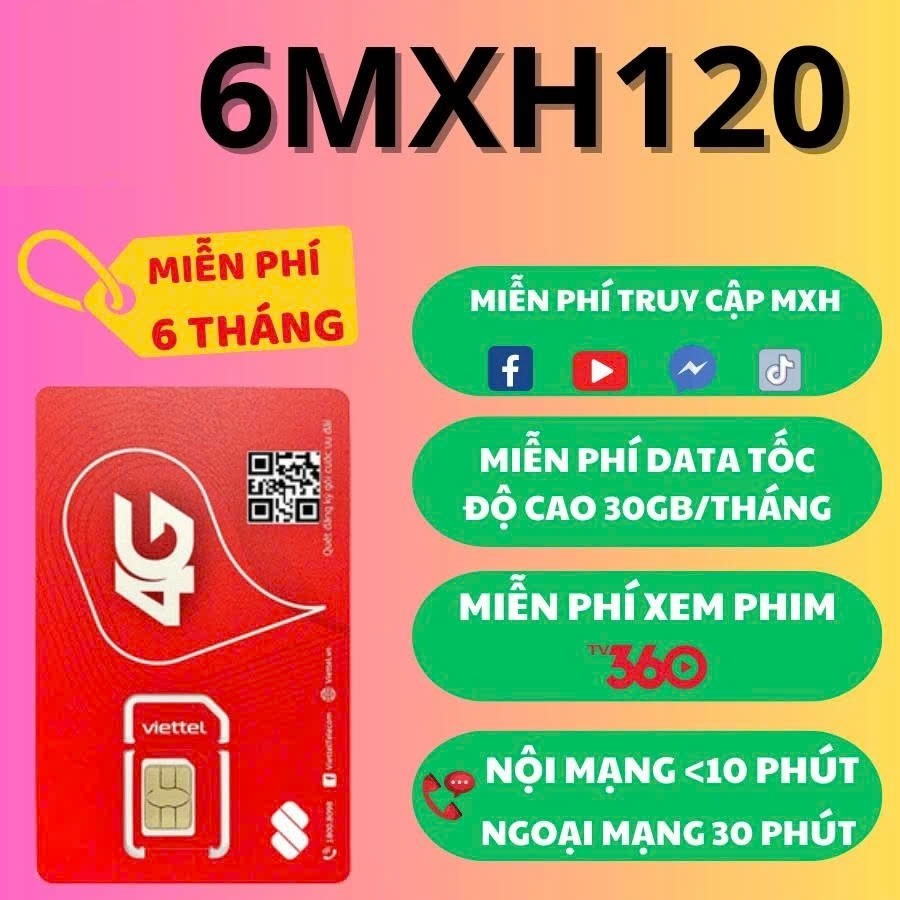 SIM 5G Viettel Không Giới Hạn Data 12 Tháng, Sim Không Giới Hạn data MXH, Sim 1TYGb 1 Năm, 12MXH100,