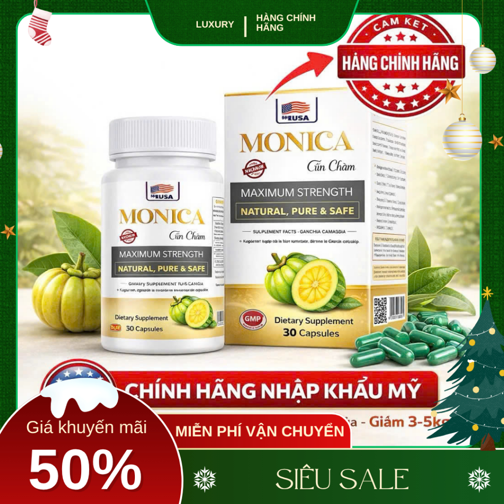 Viên uống MONICA, giảm cân đốt mỡ siết cơ MONICA Made In USA, giảm cân cấp tốc - Hộp 30 viên