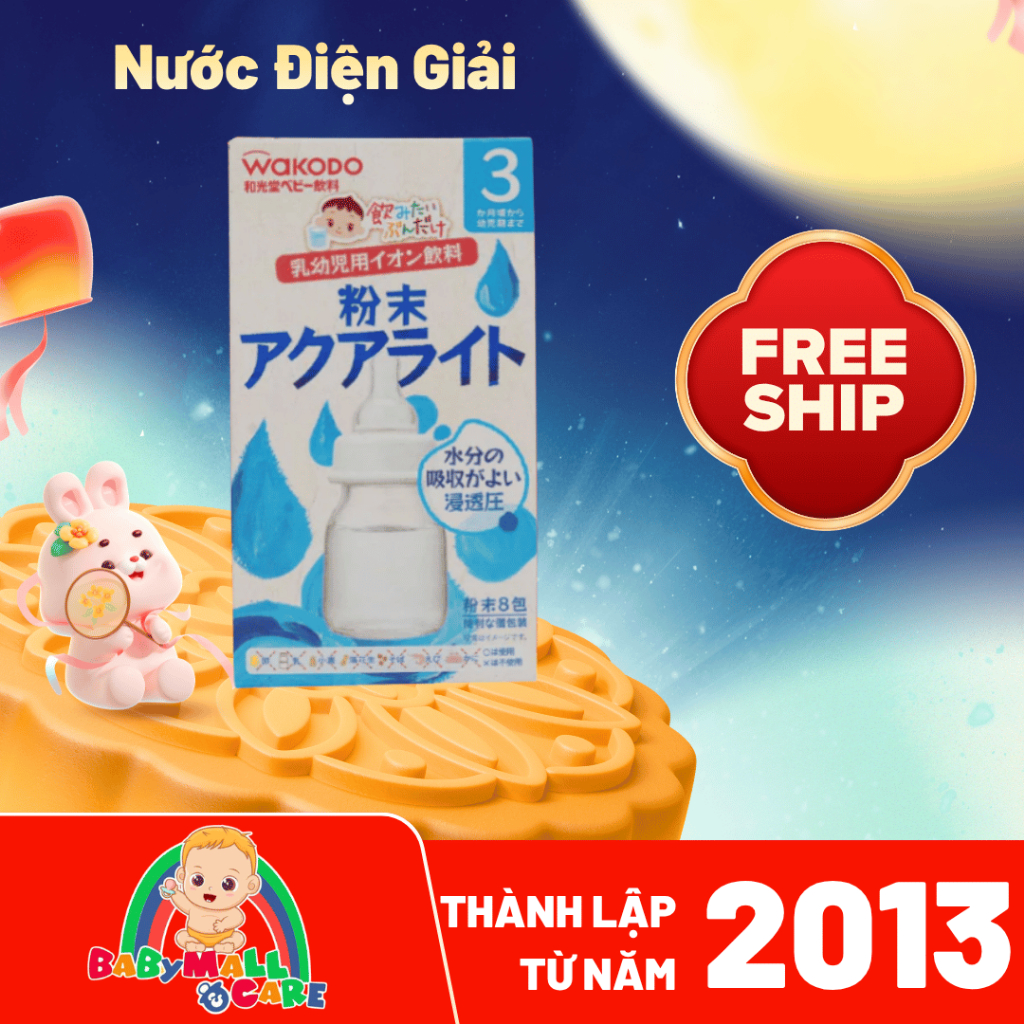 Nước Điện Giải Wakodo Nhật Bản Vị Táo 3 Tháng+ Bù Nước Khoáng 10 Gói – Babymall & Care
