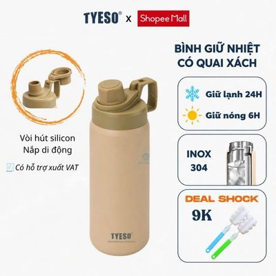 Bình giữ nhiệt TYESO INOX 304 cách nhiệt chân không giữ lạnh và nóng 01-01008/01009/01010