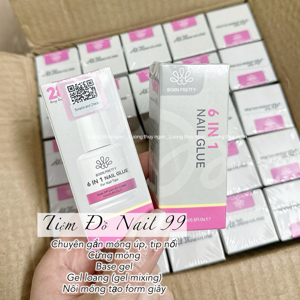 Gel 6in1 nail Glue chính hãng, Gel đa năng 6 trong 1 úp móng siêu nhanh - chai 15ml
