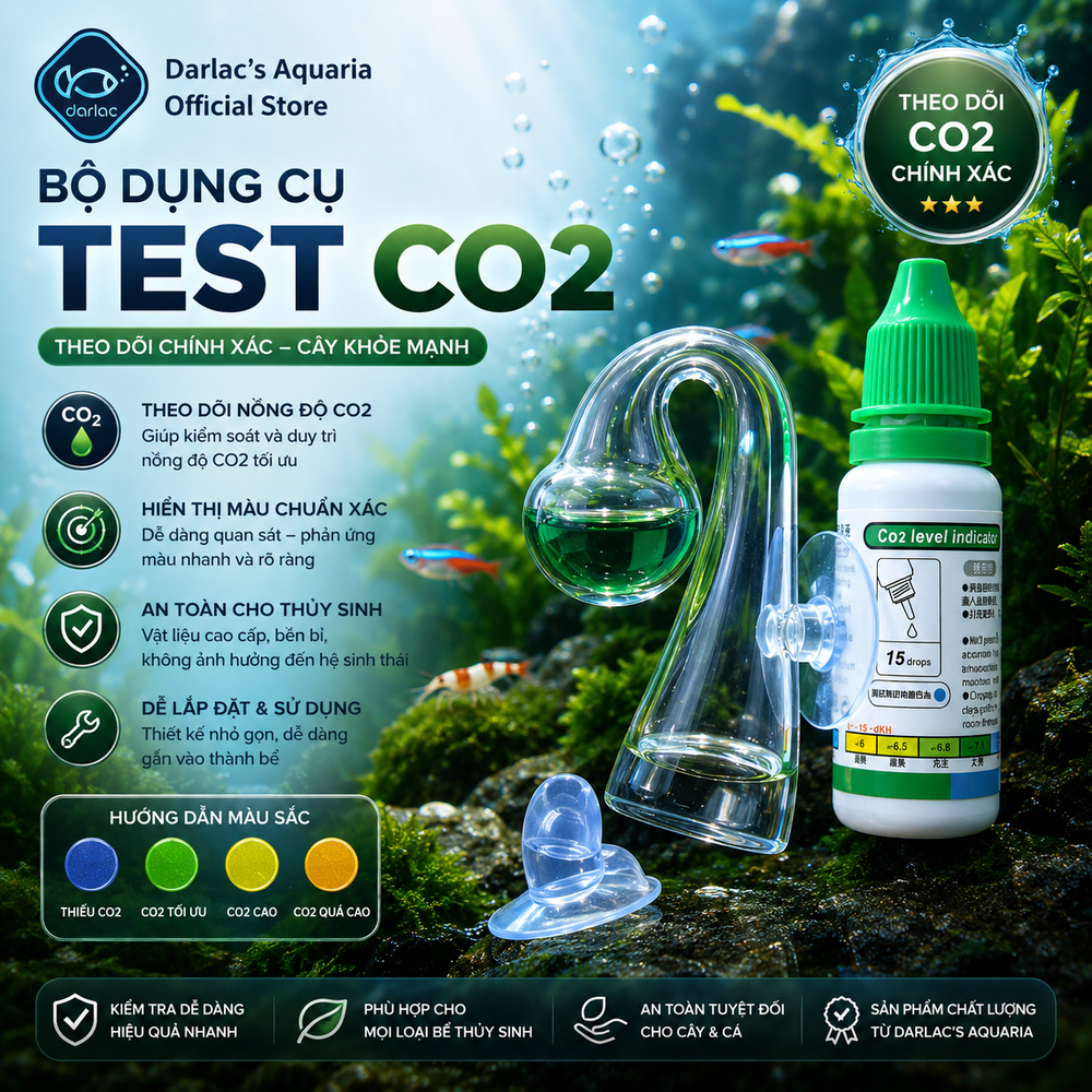 Kiểm tra Co2 - Bộ đo co2/test CO2 cho bể thủy sinh (Bao gồm cốc đo và dung dịch) - Darlac's Aquaria 