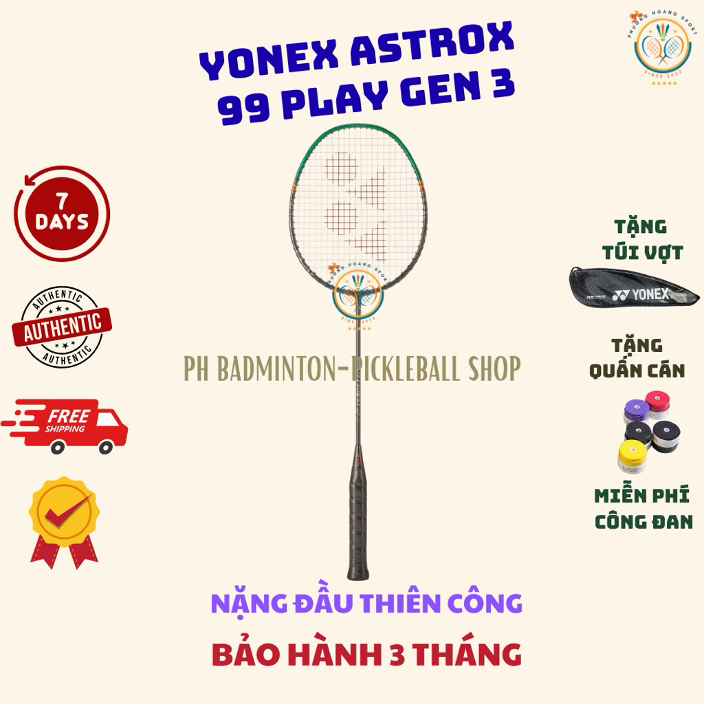 HOẢ TỐC [Đan cước-Tặng túi+Quấn] Vợt Cầu Lông Yonex Astrox 99 Play Gen 3 Chính Hãng
