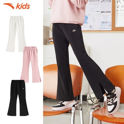 ANTA Kids Quần Dài Thể Thao Bé Gái Dáng Ống Loe, Phong Cách Năng Động, Phù Hợp Đi Học Đi Chơi A62537710 trắng đen hông