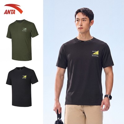 ANTA Áo Thun Ngắn Tay Thể Thao Nam, Áo Chạy Bộ, Tập Gym, Pickleball 1525D5101
