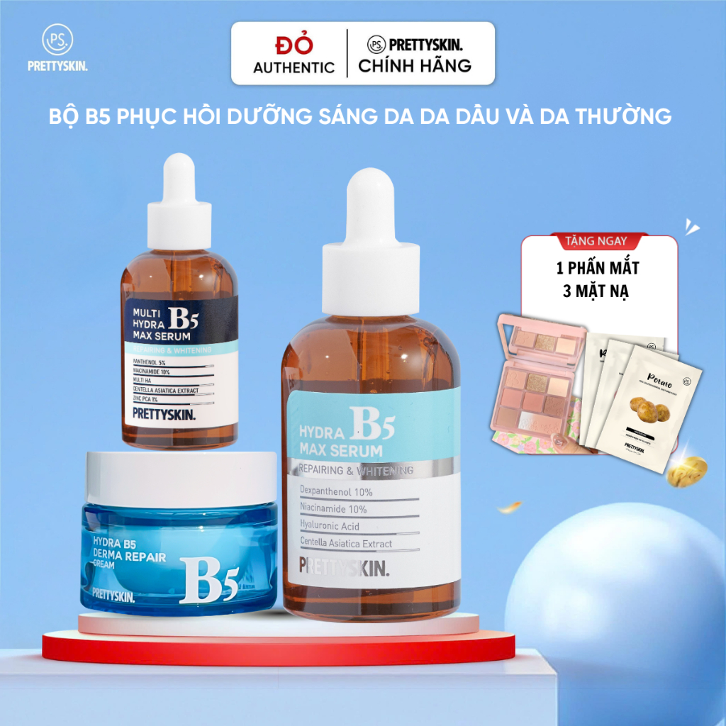 Combo Tinh chất dưỡng trắng Hydra B5 + Kem dưỡng Hydra B5 Derma Repair Cream Prettyskin - Skincare L
