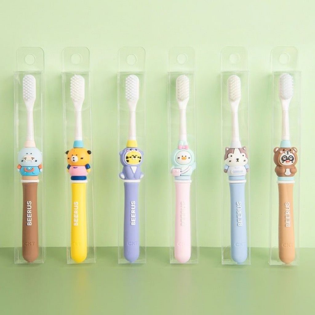 Bàn Chải Đánh Răng Lông Tơ Honper Cute Animal HP240 Cho Bé 3 Tuổi+ Siêu Mềm Bảo Vệ Nướu Hình Thú Dễ 