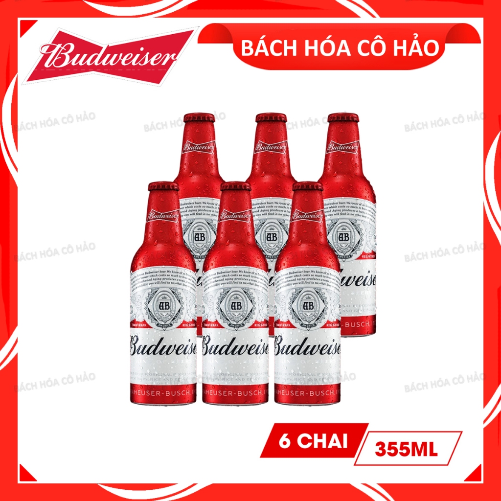 Combo 6 chai bia Aluminum Budweiser 355ml