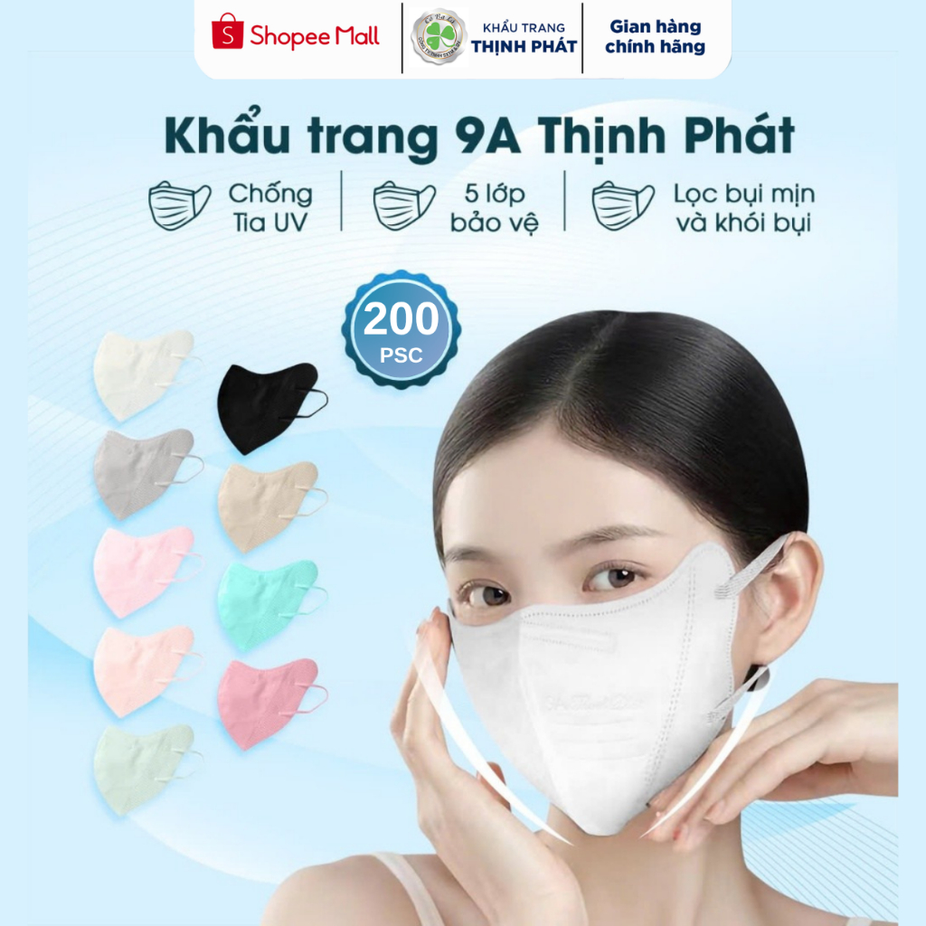 200 Chiếc khẩu trang Thịnh Phát 9A chống nắng 5 lớp,che toàn mặt ngăn ngừa khói bụi,chống tia UV