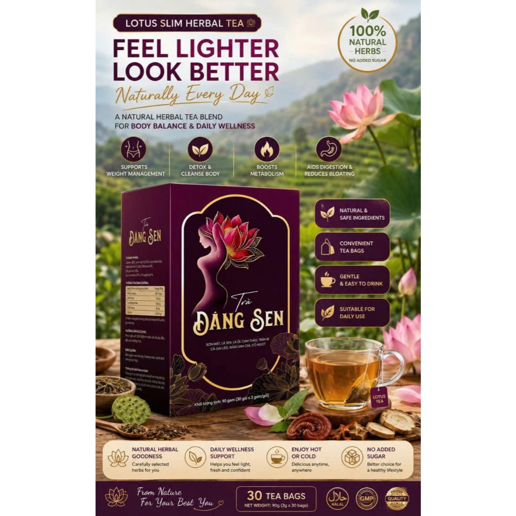 Lotus Shape Herbal Tea 30 Bags | Natural Lotus Leaf Tea for Body Balance & Healthy Lifestyle
