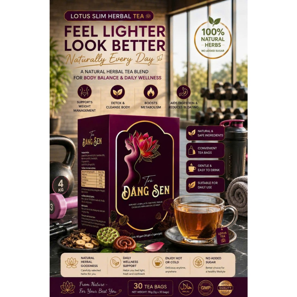 Lotus Herbal Slim Lifestyle Tea 30 Tea Bags | Natural Plant Based Tea Drink
