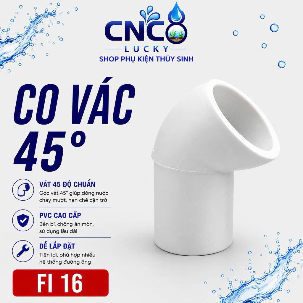 Co góc vác 45 độ phi 16mm