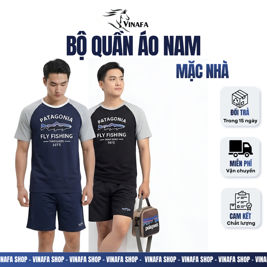 [DEAL MỞ BÁN] Bộ Quần Áo Nam VINAFA Mặc Mùa Hè Cao Cấp Bộ Đồ Nam Thun Cotton AB01
