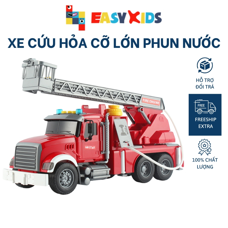 Xe Cứu Hỏa Đồ Chơi Cỡ Lớn Toystar, Đồ Chơi Xe Cứu Hỏa Mô Hình 1:12 Cho Bé Có Đèn Nhạc