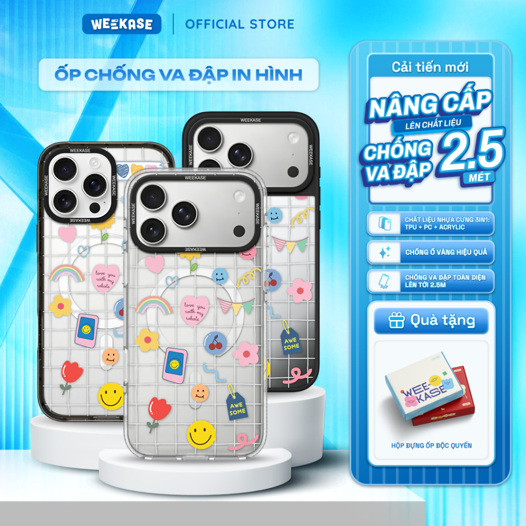 Ốp Lưng Cứng iPhone Chống Sốc Chống Va Đập WEEKASE In Hình AWESOME - Màu In Cực Bền