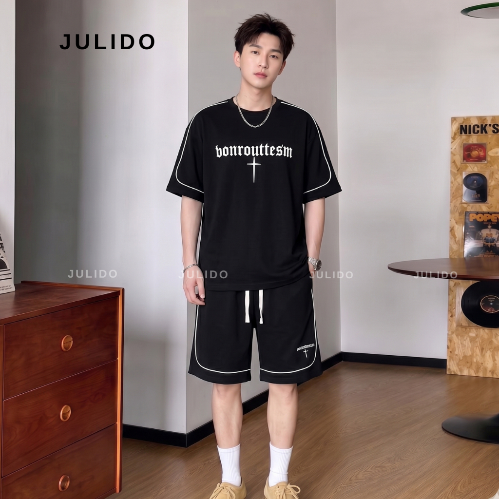 Bộ thể thao nam JULIDO chất liệu waffle form unisex quần trên gối