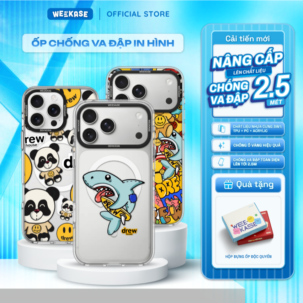 Ốp Lưng Cứng iPhone Chống Sốc Chống Va Đập WEEKASE In Hình D.H - Màu In Cực Bền