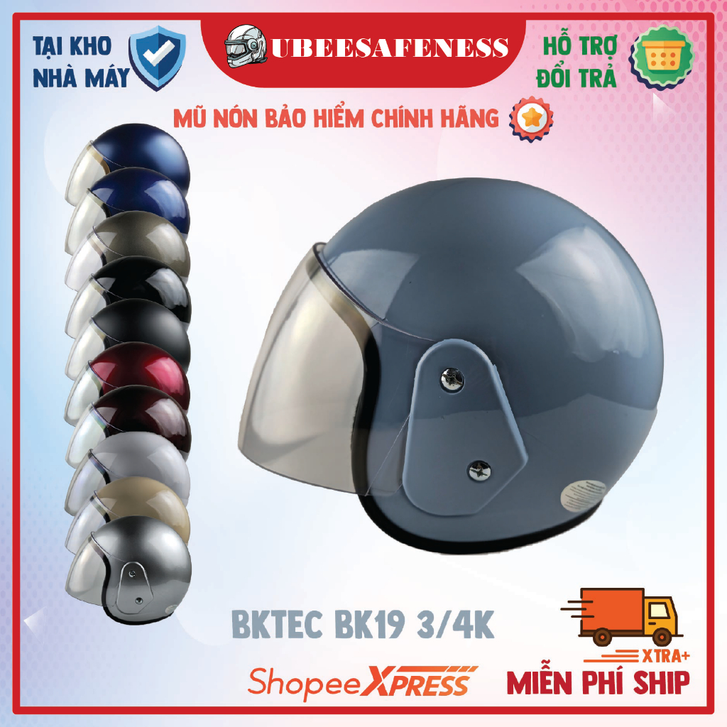 Mũ bảo hiểm 3/4 đầu BKtec BK19 - Vòng đầu 56-58cm - Hàng Chính Hãng - Giá Rẻ Nhất