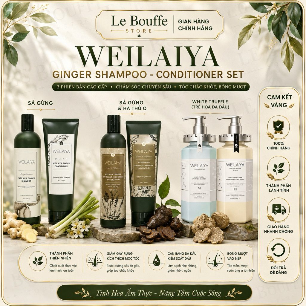 Dầu Gội Xả Gừng Weilaiya Ginger Shampoo 400ml