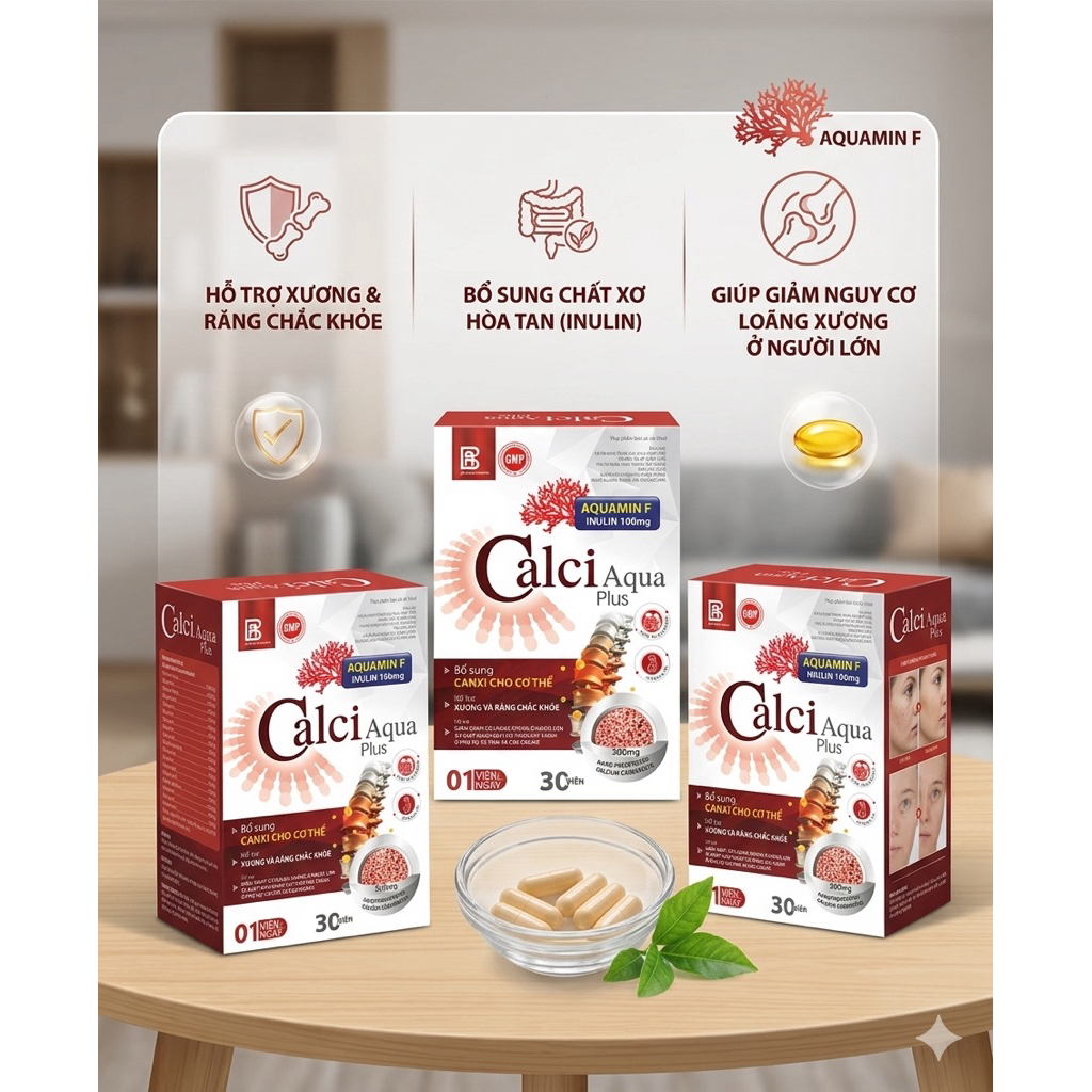 ✅[chính hãng]Viên uống Calci Aqua Plus bổ sung canxi cho cơ thể(hộp 30viên)