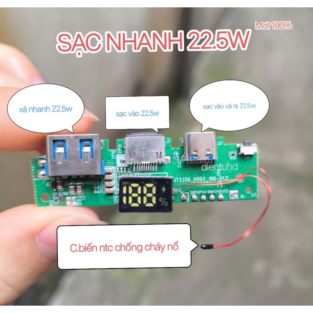 Mạch sạc dự phòng nhanh 18w, 22.5w Type C