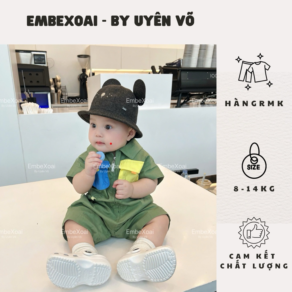 ETTOI RMK - BODY SUIT ETTOI MÀU LÍNH TÚI MÀU SIÊU CƯNG CHO BÉ