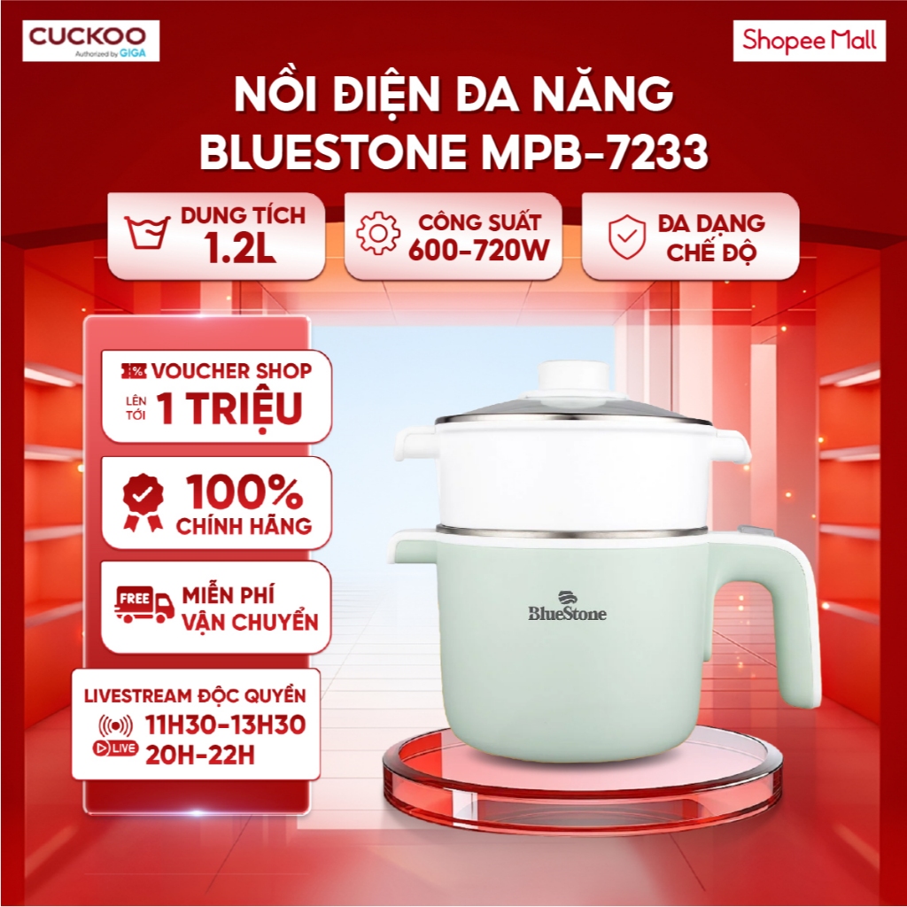Nồi Điện Đa Năng BlueStone MPB-7233 1.2 Lít 600-720W