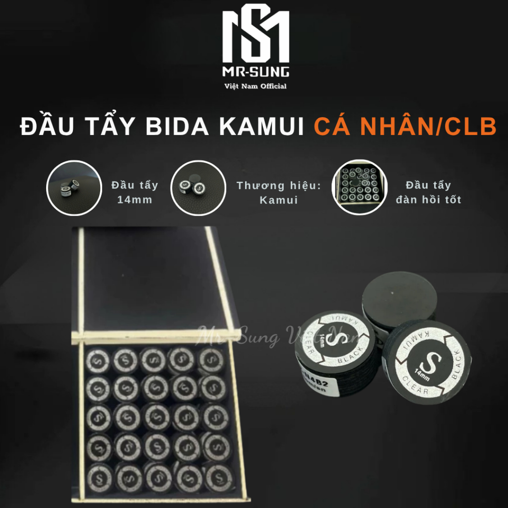 Đầu Tẩy Bida - Kamui Clear S - Màu Đen- Japan MR SUNG VIỆT NAM