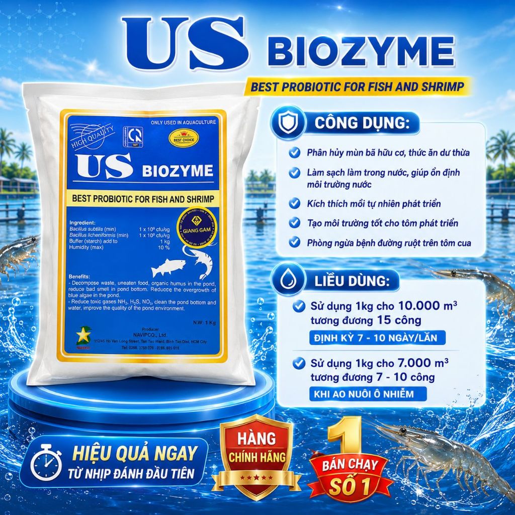 US BIOZYME 1KG - men vi sinh làm sạch đáy ao, làm sạch nước ao tôm cá