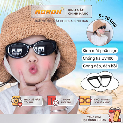 Kính Mát Mắt Mèo AORON Dành Cho Bé Trai Bé Gái 5 - 10 Tuổi Chống Chói Đi Đường Nắng Đi Biển AK286