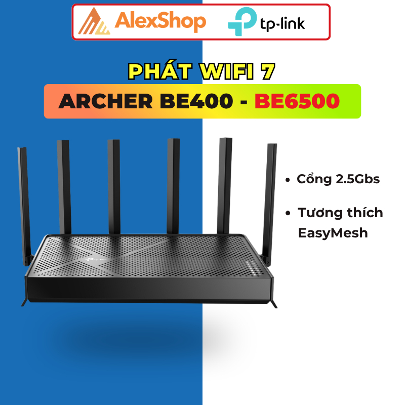 [BE6500] Thiết Bị Phát Wifi 7 TP-Link Archer BE400 Băng Tần Kép 6.5Gbps
