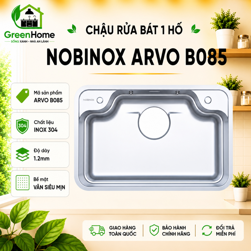 CHẬU RỬA BÁT 1 HỐ NOBINOX ARVO B085