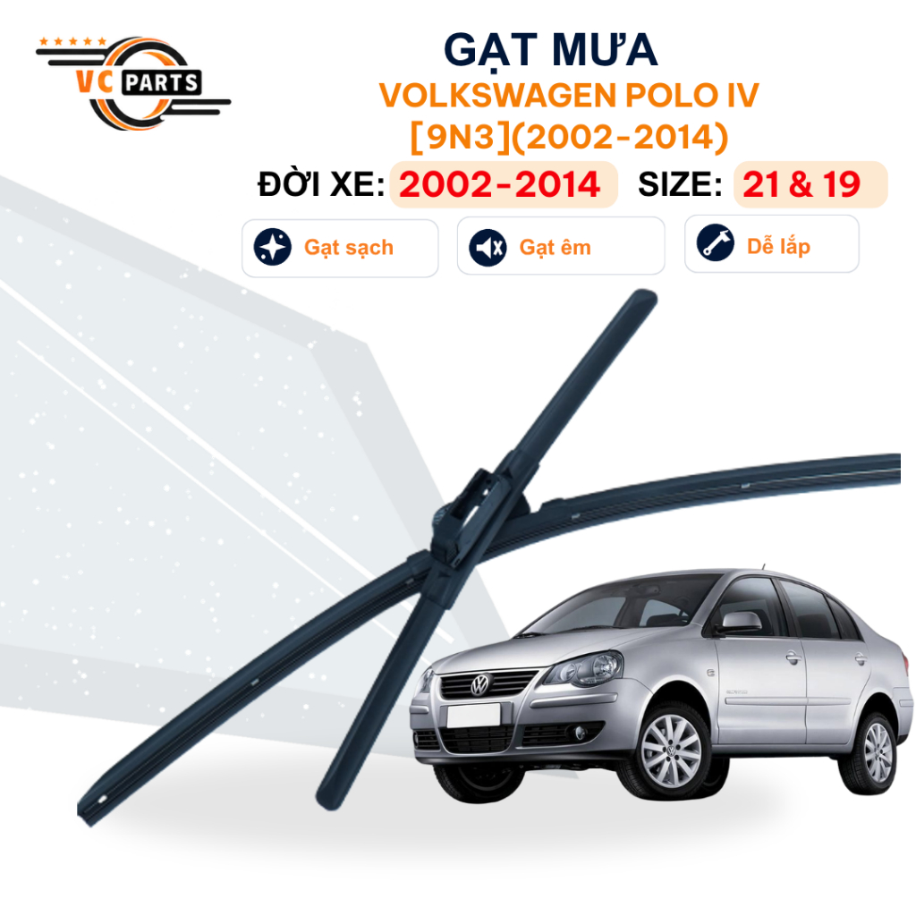 Gạt Mưa Thân Mềm Schaeffler Kích Thước 21 & 19 Cho Volkswagen Polo IV [9N3](2002-2014)