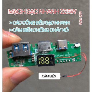 Mạch sạc dự phòng nhanh 22.5w 3 cổng Có LCD hiển thị mới