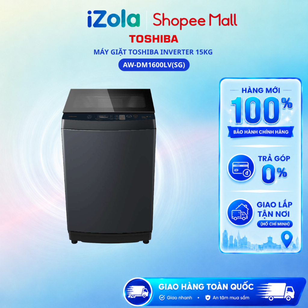 AW-DM1600LV(SG) - Máy giặt Toshiba Inverter 15 kg AW-DM1600LV(SG) - Hàng chính hãng