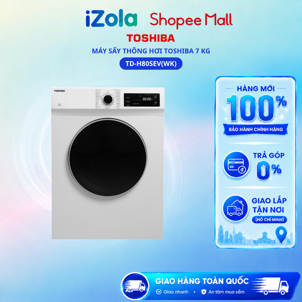 TD-H80SEV(WK) - Máy sấy thông hơi Toshiba 7 KG TD-H80SEV(WK) - Hàng chính hãng