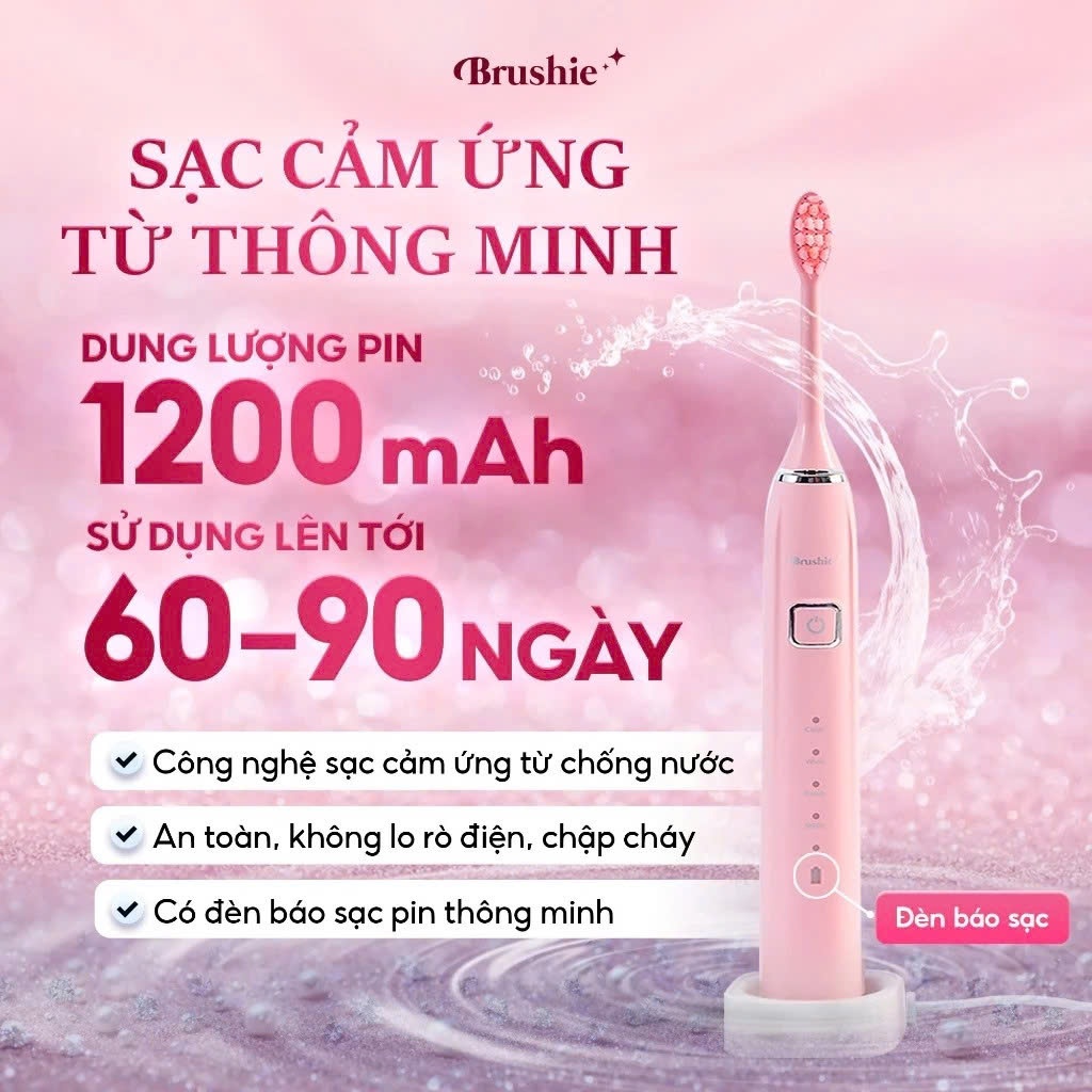 [GIÁ 596K LIVE SHOP] Bàn Chải Điện BRUSHIE Ultra Lông Mềm, Tích Hợp Máy Rửa Mặt, Sạch Sâu Dịu Nhẹ Với Nướu LIS | BigBuy360 - bigbuy360.vn