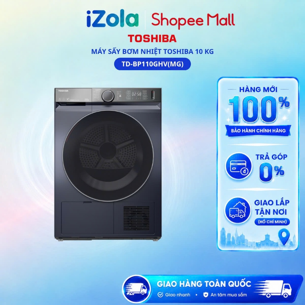 TD-BP110GHV(MG) - Máy sấy bơm nhiệt Toshiba 10 kg TD-BP110GHV(MG) - Hàng chính hãng