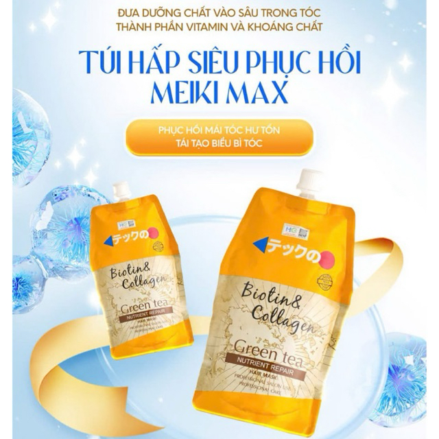 Kem Ủ Tóc Meiki Max Biotin & Collagen Green Tea Dưỡng Tóc Mềm Mượt Phục Hồi Khô Xơ