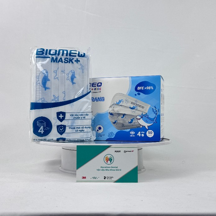 [HỘP] Khẩu trang y tế 4 lớp kháng khuẩn Biomeq Mask+ Trẻ em 1 hộp 50 cái I Marathon Dental
