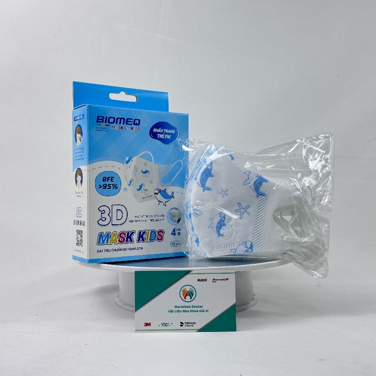 [HỘP] Khẩu trang y tế 4 lớp kháng khuẩn Biomeq Mask+ Trẻ em 1 hộp 15 cái I Marathon Dental