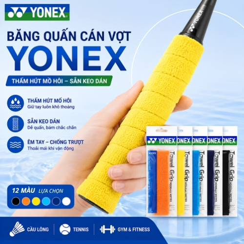 Quấn cán vải sẵn keo Yonex AC402EX, thấm hút nhanh mềm mại thoải mái nhiều màu sắc