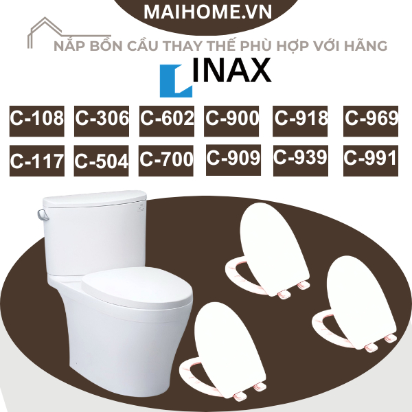 Nắp bồn cầu rơi êm phù hợp với INAX-C117,C108,C306,C504,C900,C909,C959,C969
