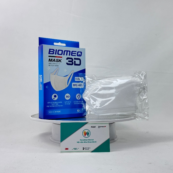 [HỘP] Khẩu trang y tế 3D kháng khuẩn Biomeq Mask+ 1 hộp 10 cái I Marathon Dental