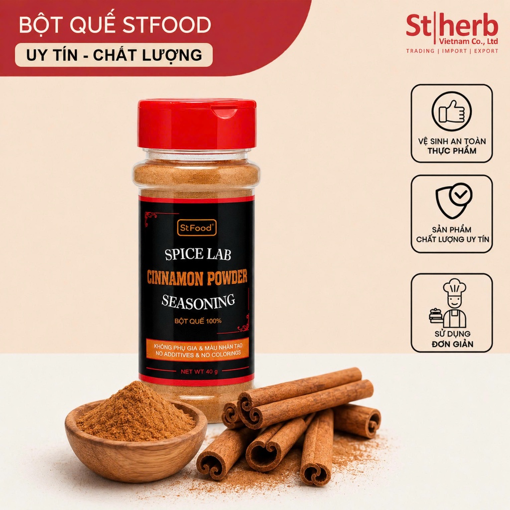 BỘT QUẾ (CINNAMON POWDER) THƯƠNG HIỆU STFOOD LỌ 40G